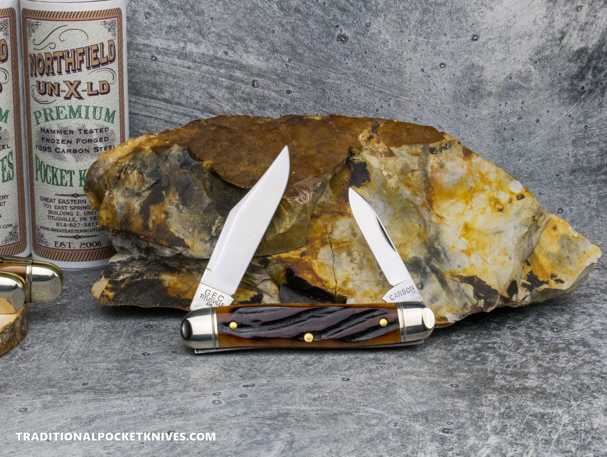 Great Eastern Cutlery #661225 Northfield UNXLD Lil' Cowboy Amber Worm Groove India Bone Satin