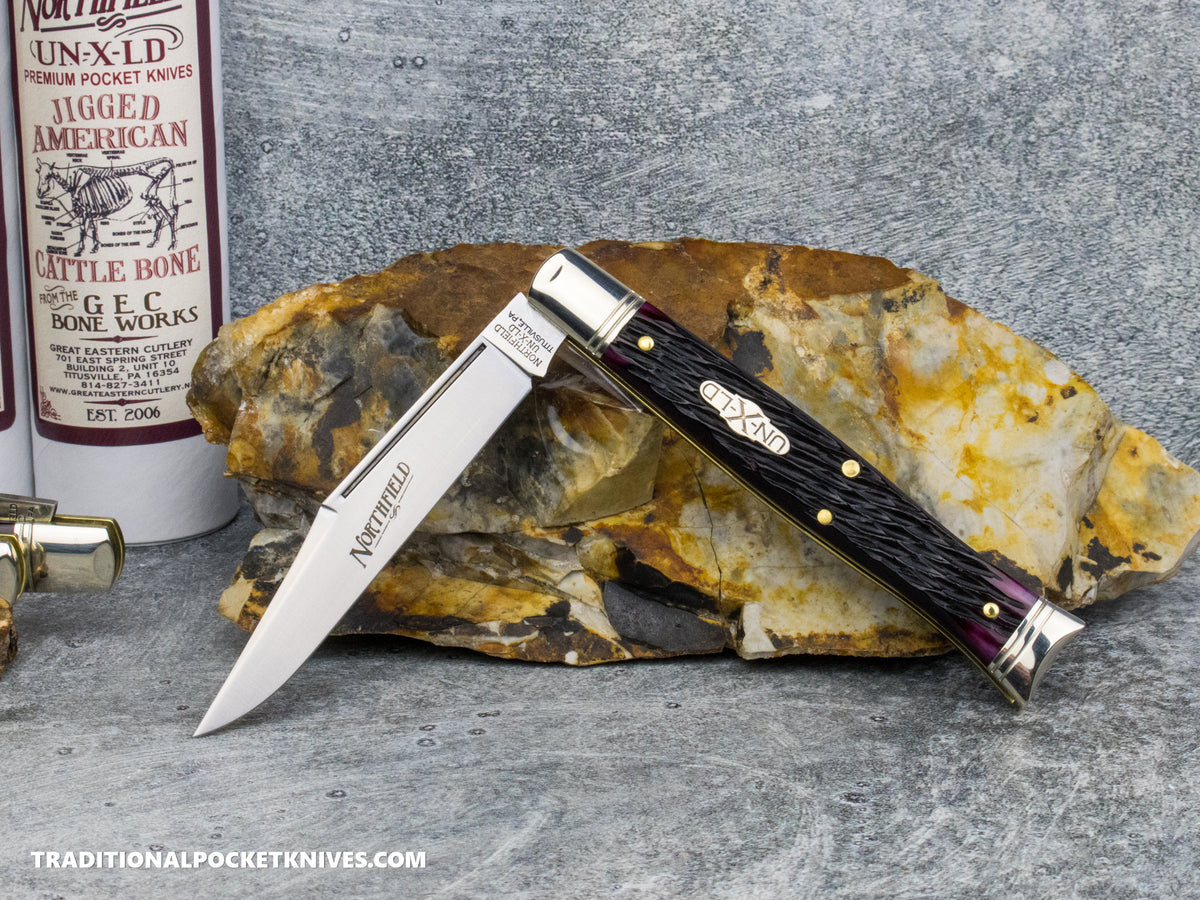 Great Eastern Cutlery #631126 Northfield UNXLD Fish Tail Black Plum Jigged Bone *Satin*