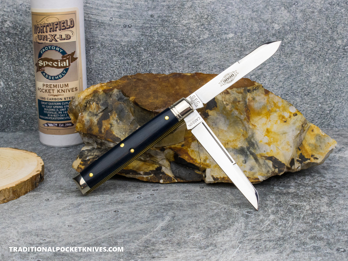 Great Eastern Cutlery #412226 Northfield UNXLD Town Physician Royal Blue Linen Micarta - Special Factory Assembly