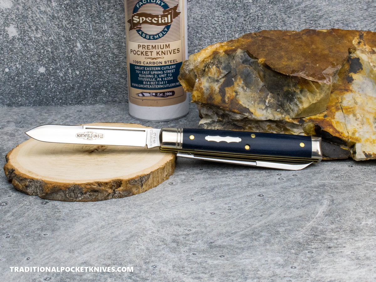 Great Eastern Cutlery #412226 Northfield UNXLD Town Physician Royal Blue Linen Micarta - Special Factory Assembly