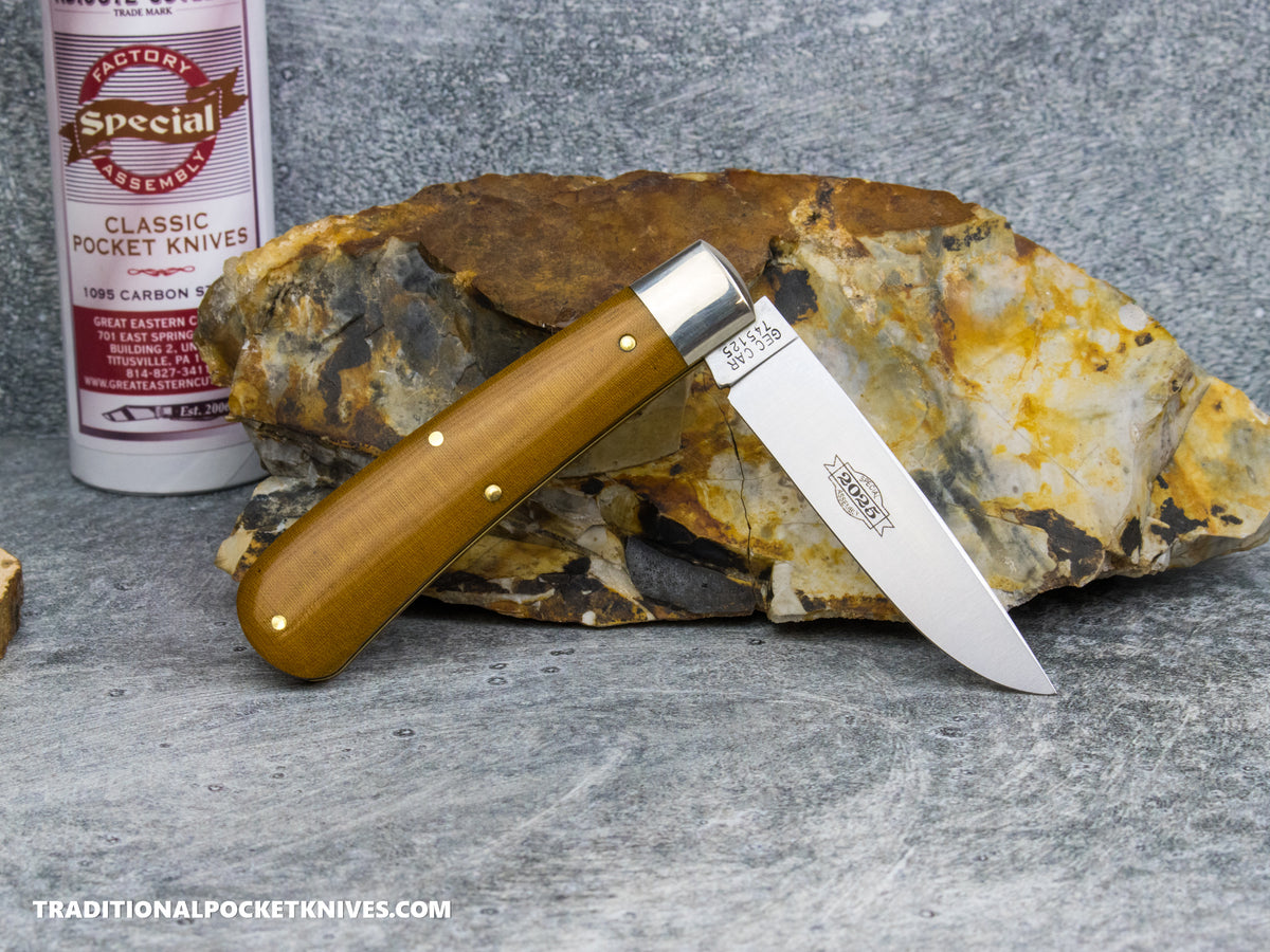 Great Eastern Cutlery #745125 Tidioute Cutlery Mustang Mustard Linen Micarta - Special Factory Assembly