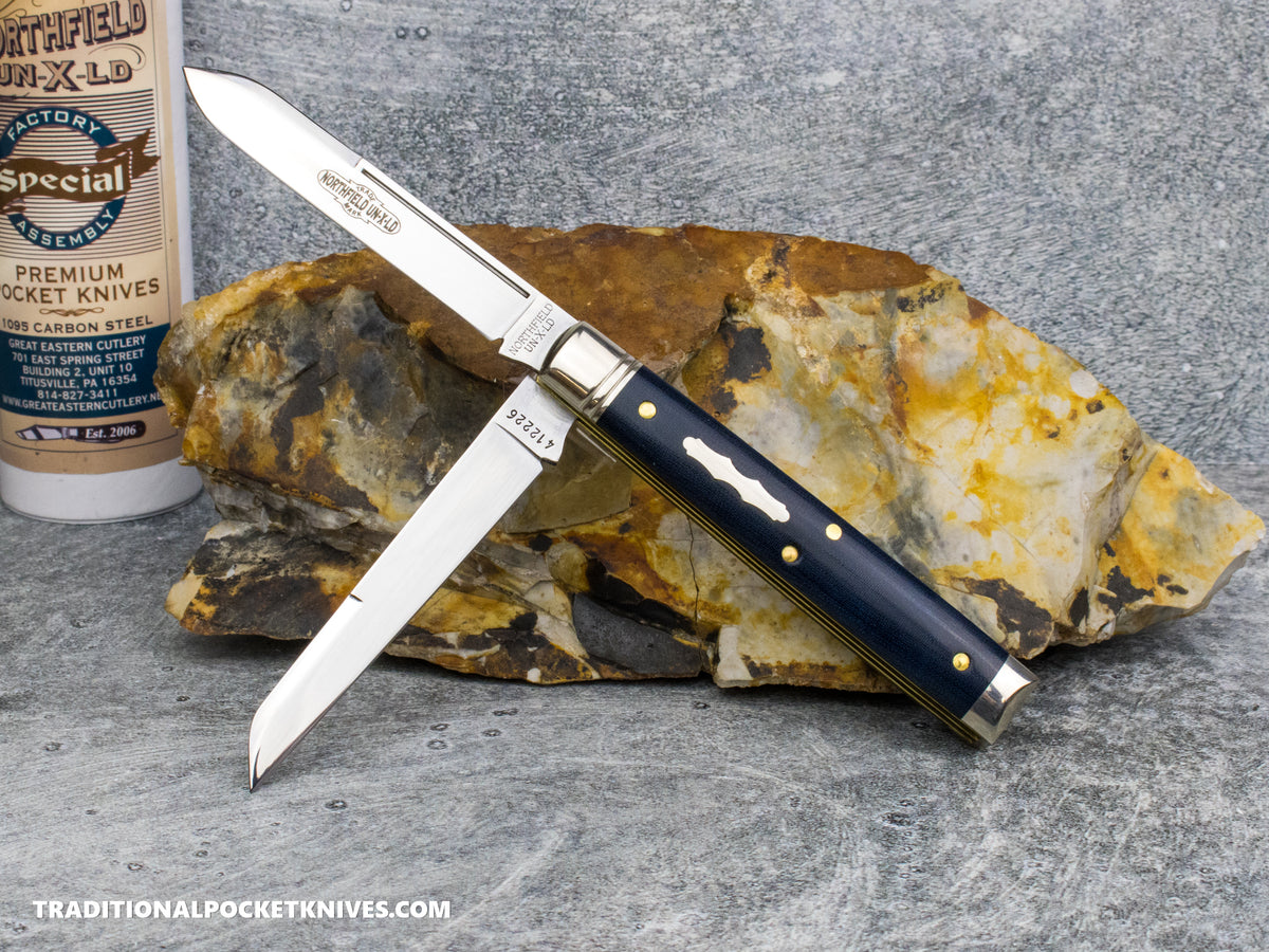 Great Eastern Cutlery #412226 Northfield UNXLD Town Physician Royal Blue Linen Micarta - Special Factory Assembly