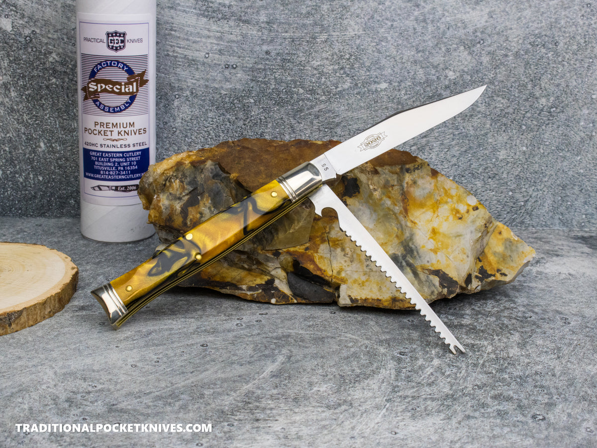 Great Eastern Cutlery #631226SS Fish Knife Black & Gold Acrylic - Special Factory Assembly