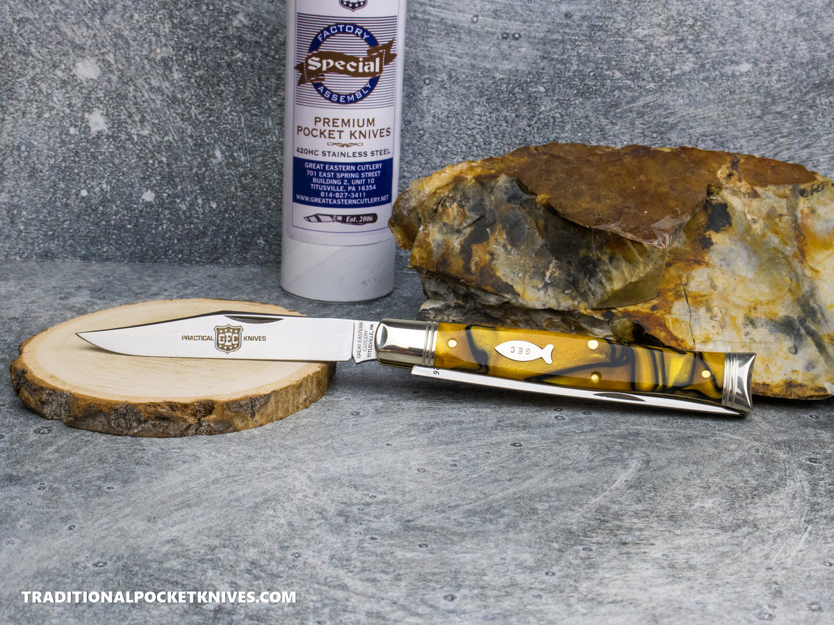 Great Eastern Cutlery #631226SS Fish Knife Black & Gold Acrylic - Special Factory Assembly