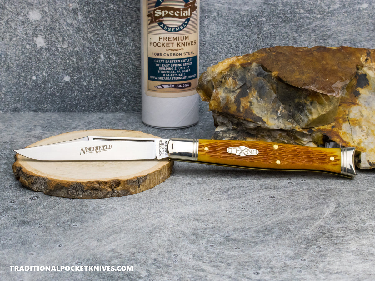 Great Eastern Cutlery #631126 Northfield UNXLD Fish Tail Harvest Gold Jigged Bone - Special Factory Assembly