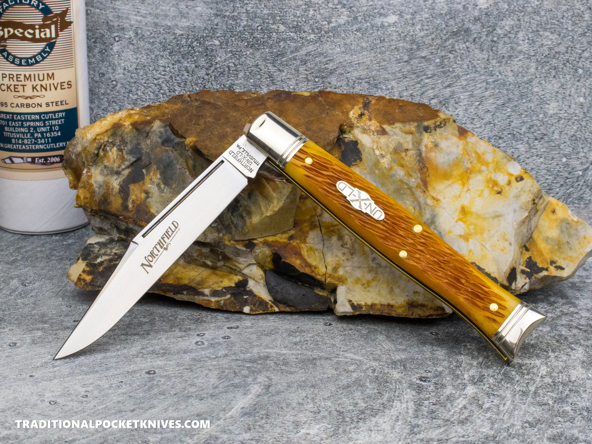 Great Eastern Cutlery #631126 Northfield UNXLD Fish Tail Harvest Gold Jigged Bone - Special Factory Assembly