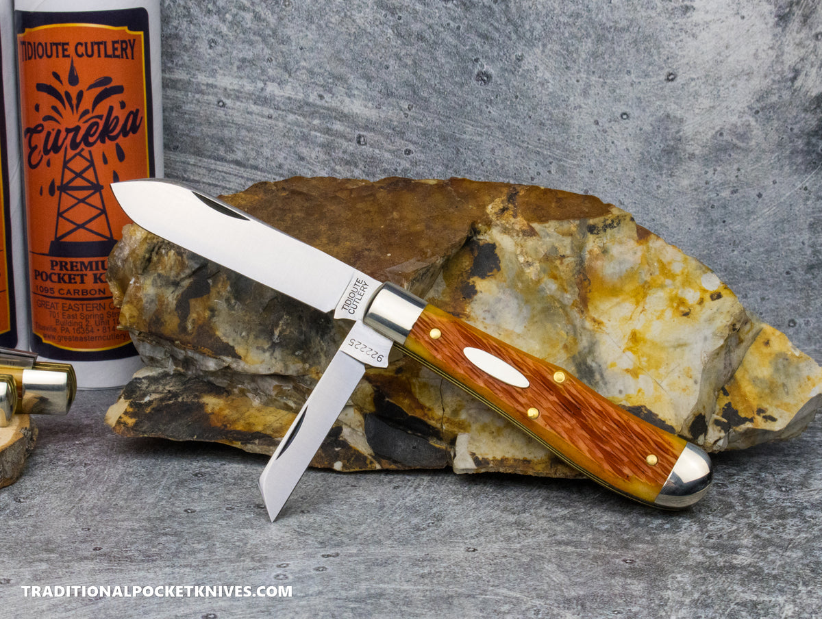 Great Eastern Cutlery #922225 Tidioute Cutlery Eureka Jack Sunset Orange Jigged Bone