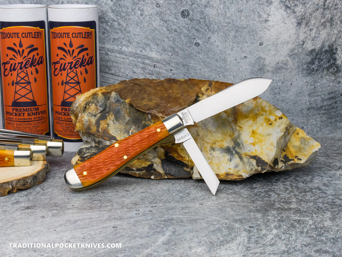 Great Eastern Cutlery #922225 Tidioute Cutlery Eureka Jack Sunset Orange Jigged Bone