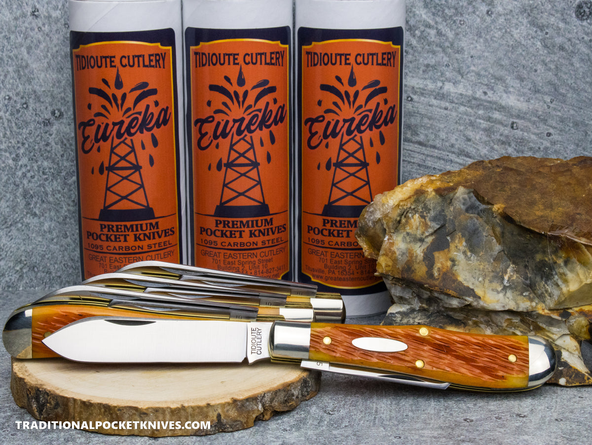 Great Eastern Cutlery #922225 Tidioute Cutlery Eureka Jack Sunset Orange Jigged Bone