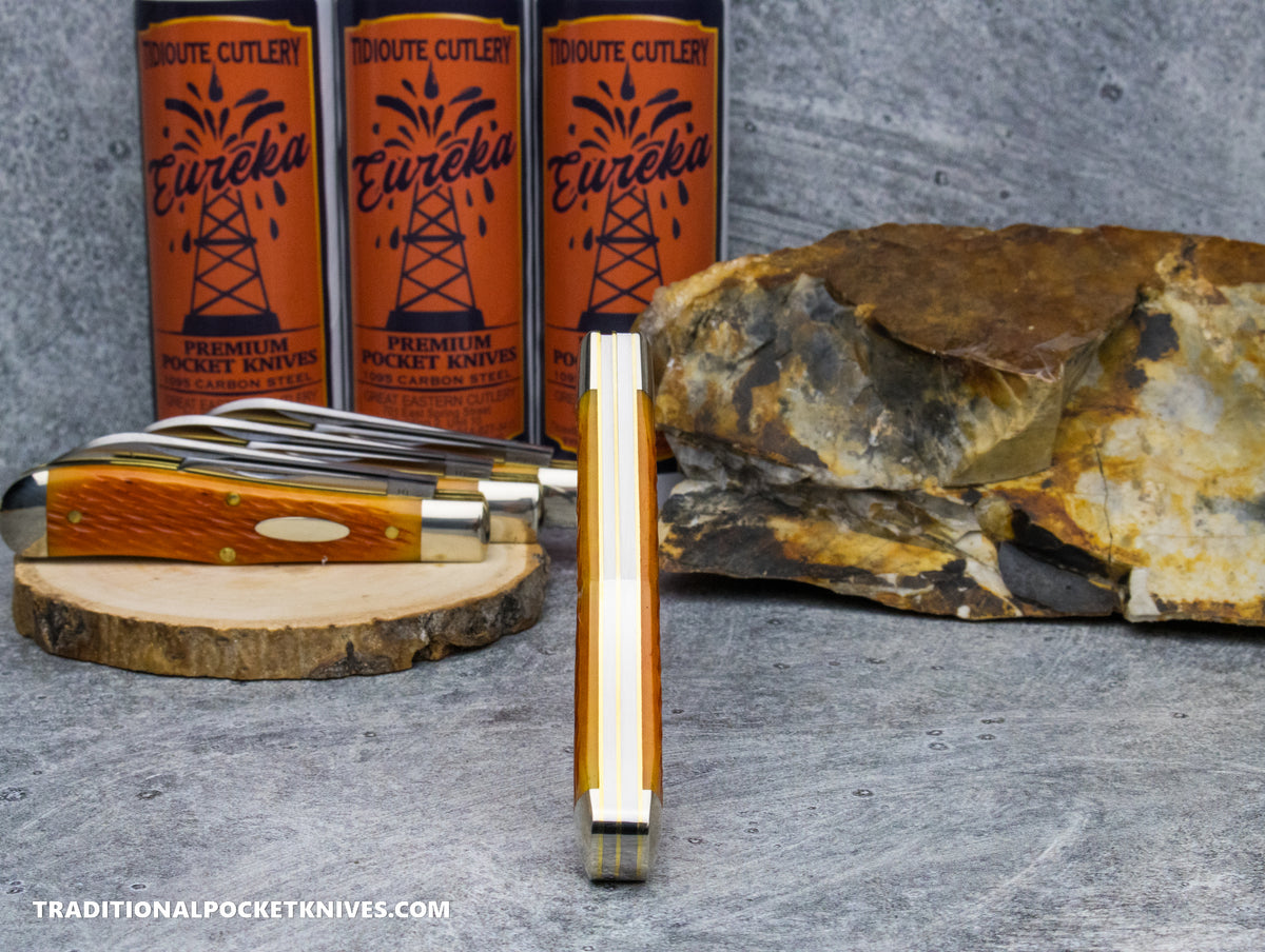 Great Eastern Cutlery #922225 Tidioute Cutlery Eureka Jack Sunset Orange Jigged Bone