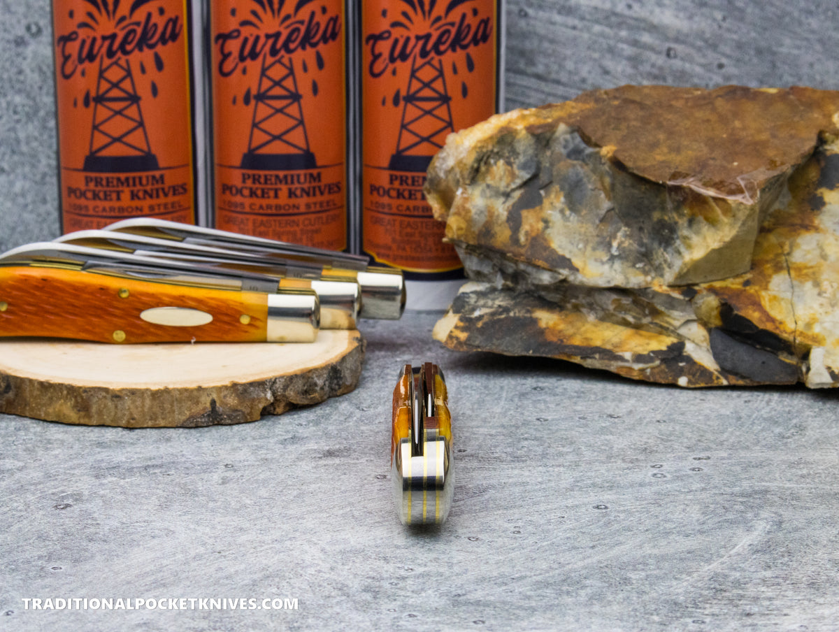 Great Eastern Cutlery #922225 Tidioute Cutlery Eureka Jack Sunset Orange Jigged Bone