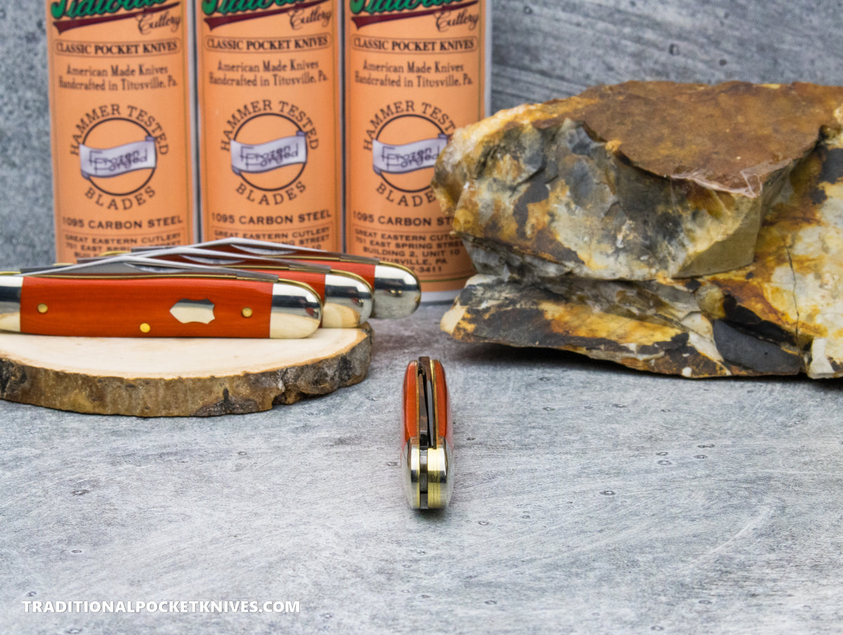 Great Eastern Cutlery #661225 Tidioute Cutlery Lil&#39; Cowboy Ember Orange Micarta