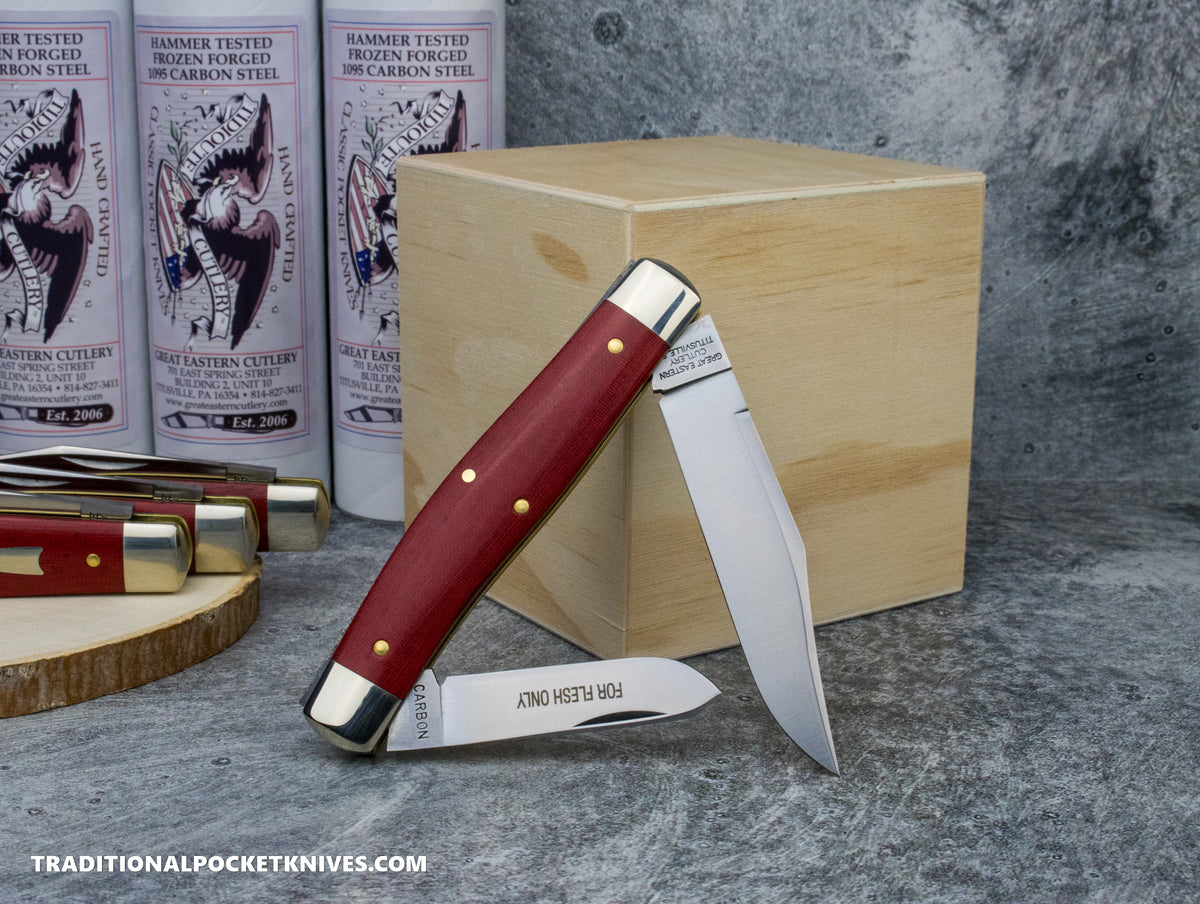 Great Eastern Cutlery #811224 Tidioute Cutlery Boss Bull Keeper Red Linen Micarta
