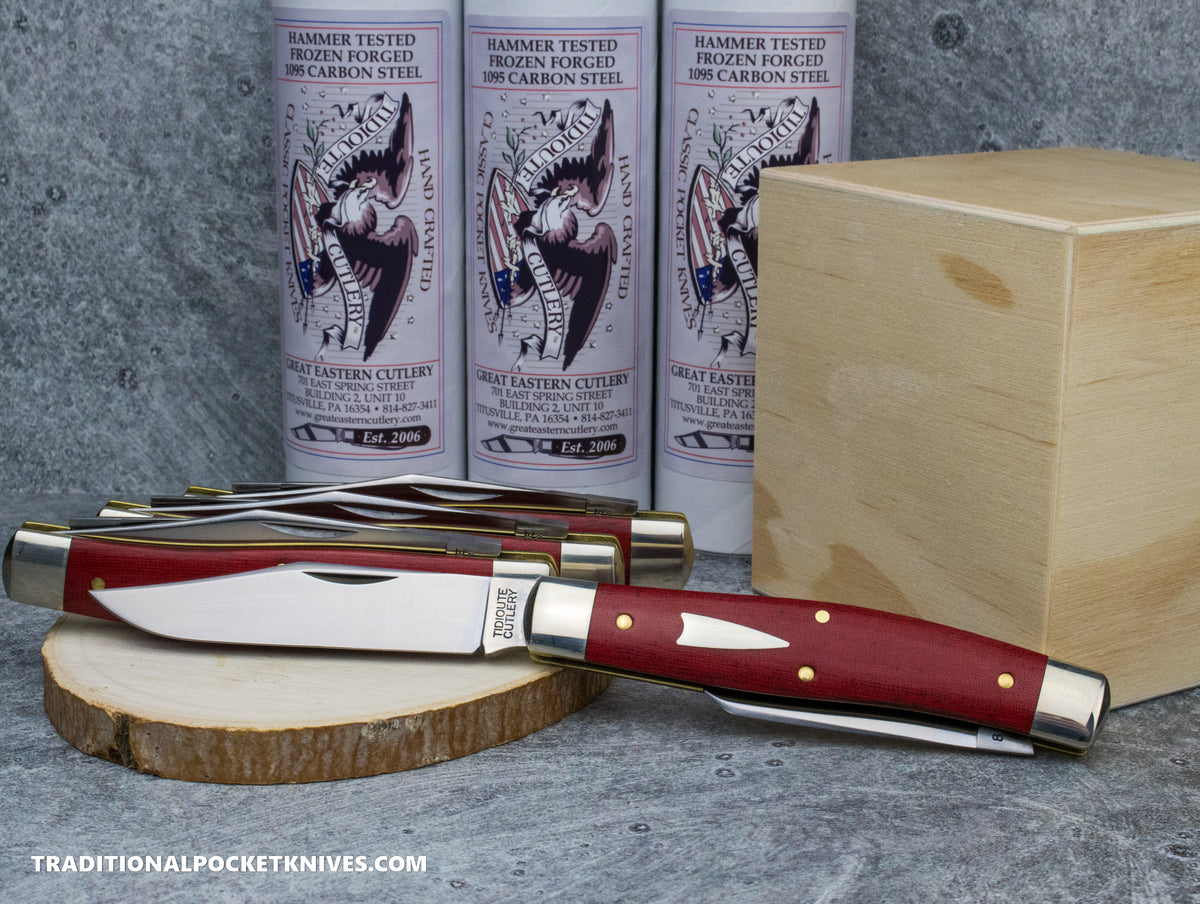 Great Eastern Cutlery #811224 Tidioute Cutlery Boss Bull Keeper Red Linen Micarta