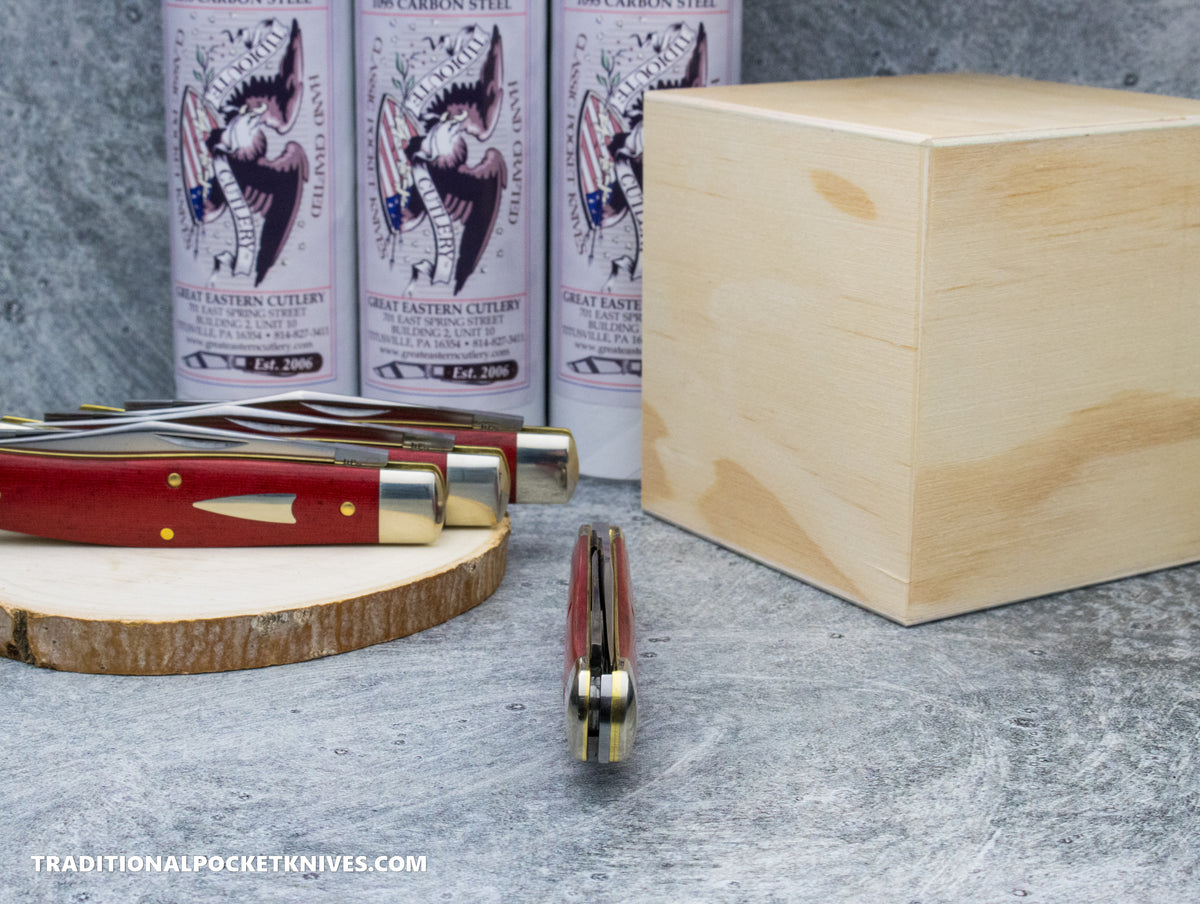Great Eastern Cutlery #811224 Tidioute Cutlery Boss Bull Keeper Red Linen Micarta