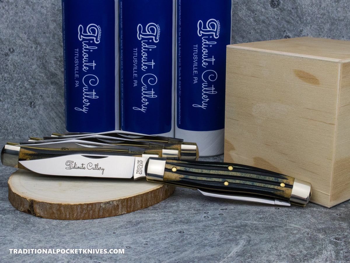 Great Eastern Cutlery #811224 Tidioute Cutlery Boss Bull Keeper Navy Riverbottom Richlite