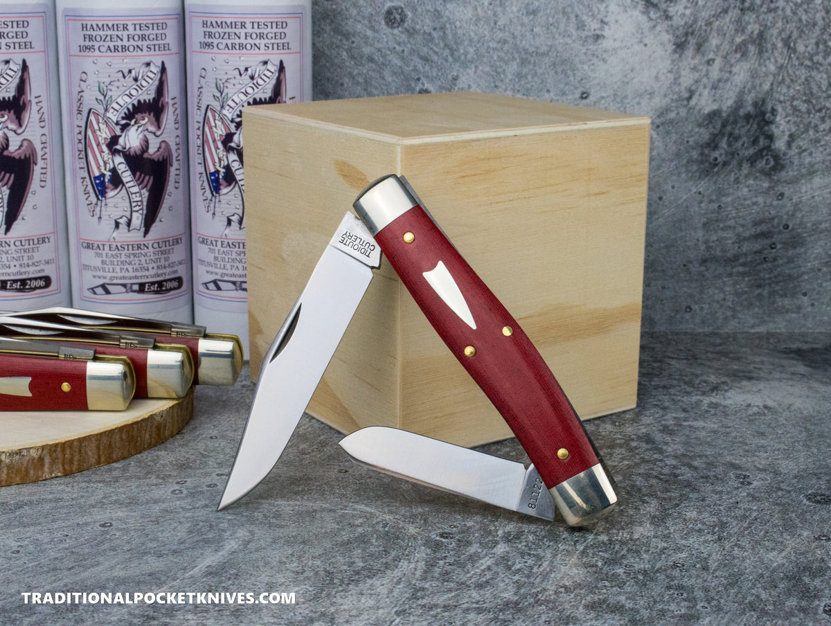 Great Eastern Cutlery #811224 Tidioute Cutlery Boss Bull Keeper Red Linen Micarta