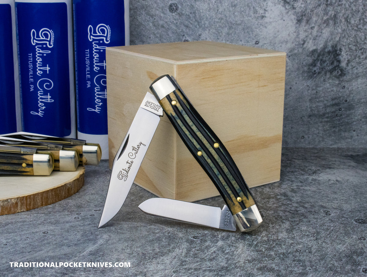 Great Eastern Cutlery #811224 Tidioute Cutlery Boss Bull Keeper Navy Riverbottom Richlite