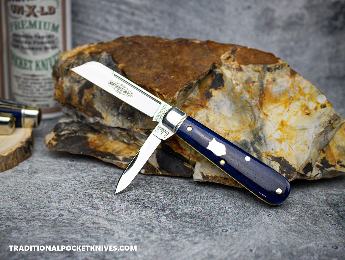 Great Eastern Cutlery #143223 Northfield UNXLD Navy Blue Smooth Bone