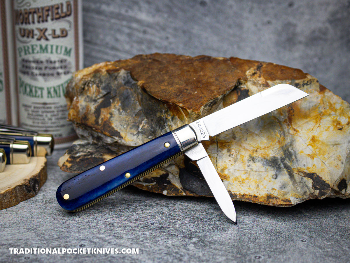 Great Eastern Cutlery #143223 Northfield UNXLD Navy Blue Smooth Bone