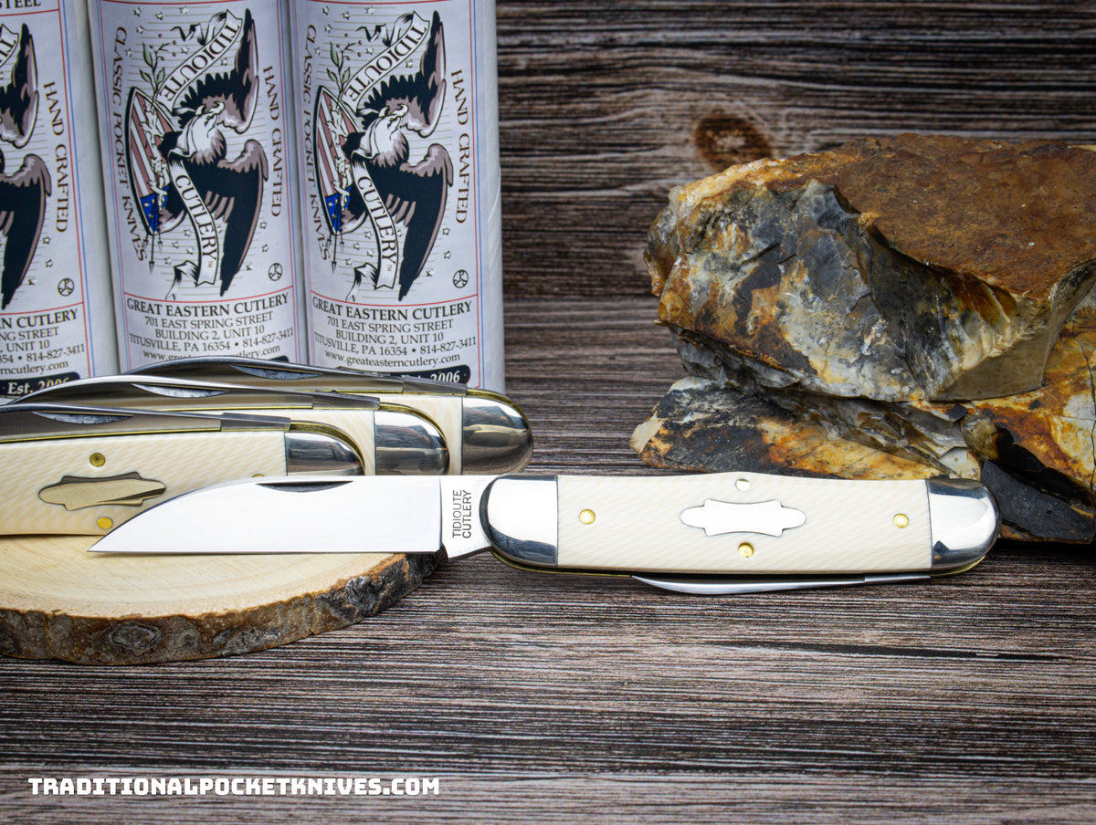 Great Eastern Cutlery #340223 Tidioute Cutlery Camel Back Congress Unicorn Ivory Acrylic