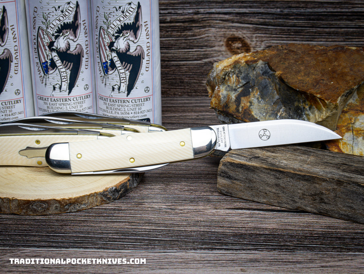 Great Eastern Cutlery #340223 Tidioute Cutlery Camel Back Congress Unicorn Ivory Acrylic