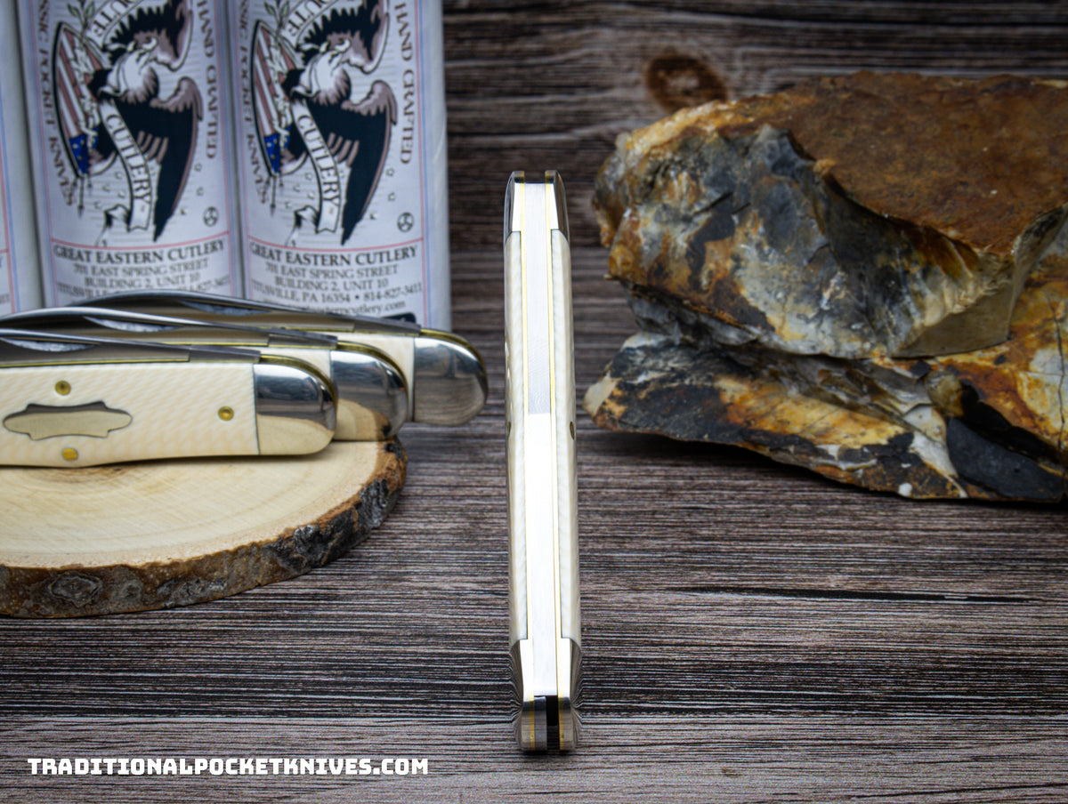 Great Eastern Cutlery #340223 Tidioute Cutlery Camel Back Congress Unicorn Ivory Acrylic