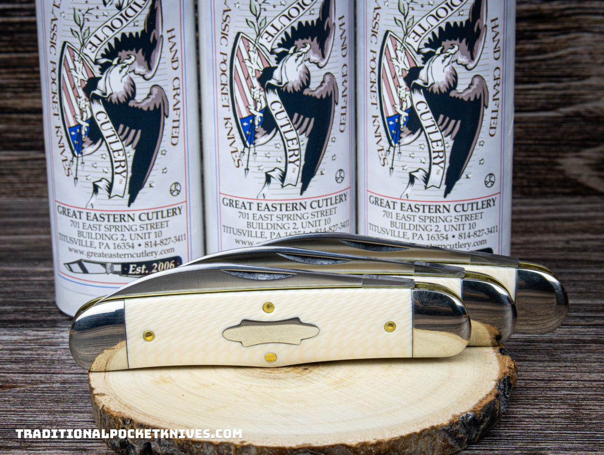 Great Eastern Cutlery #340223 Tidioute Cutlery Camel Back Congress Unicorn Ivory Acrylic
