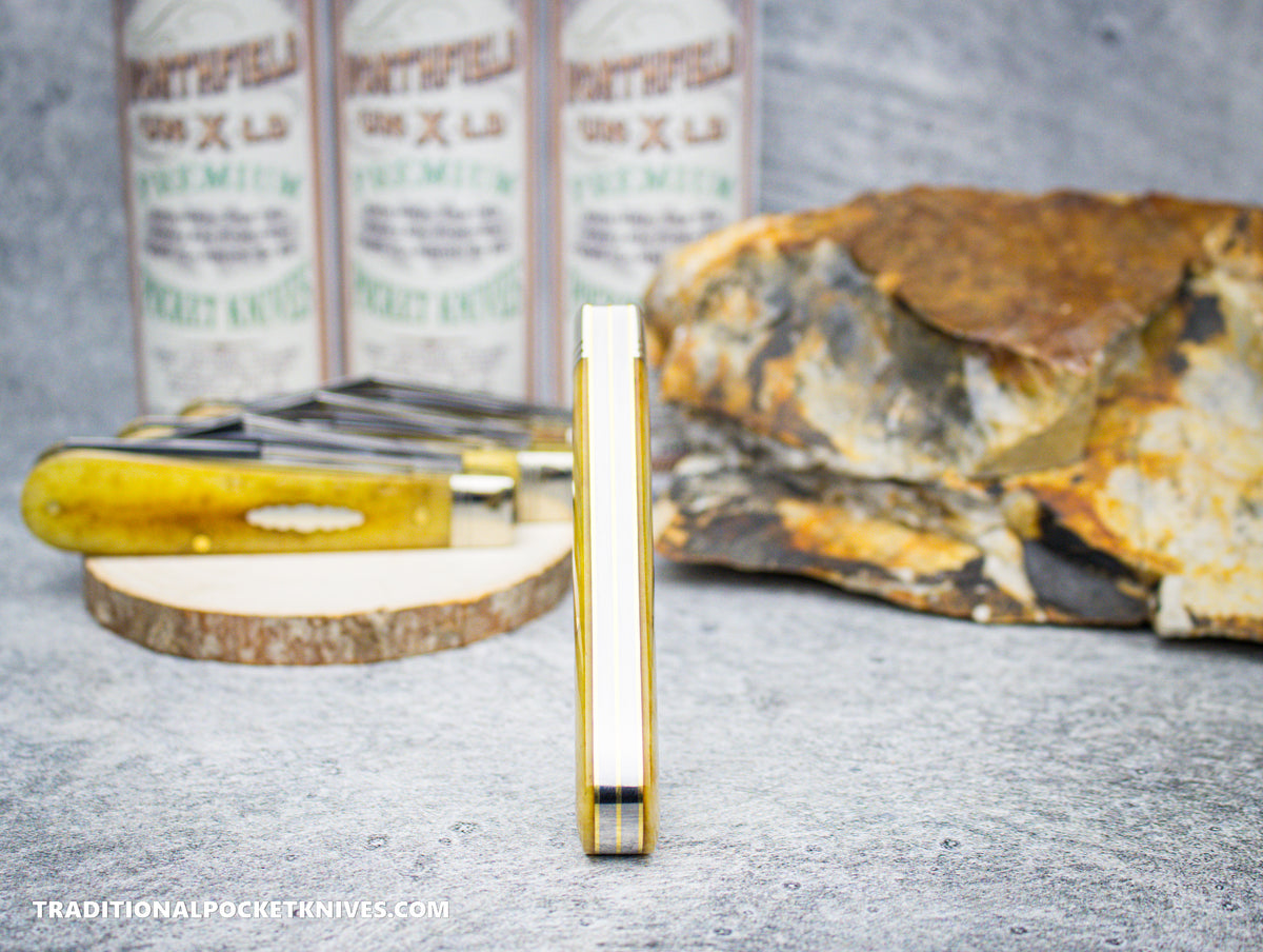 Great Eastern Cutlery #391224 Northfield UNXLD Horse Rancher Smooth Antique Yellow Camel Bone