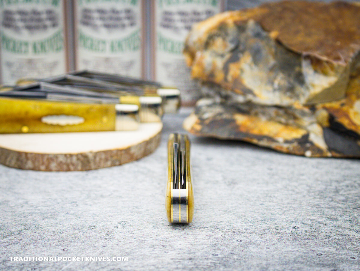 Great Eastern Cutlery #391224 Northfield UNXLD Horse Rancher Smooth Antique Yellow Camel Bone