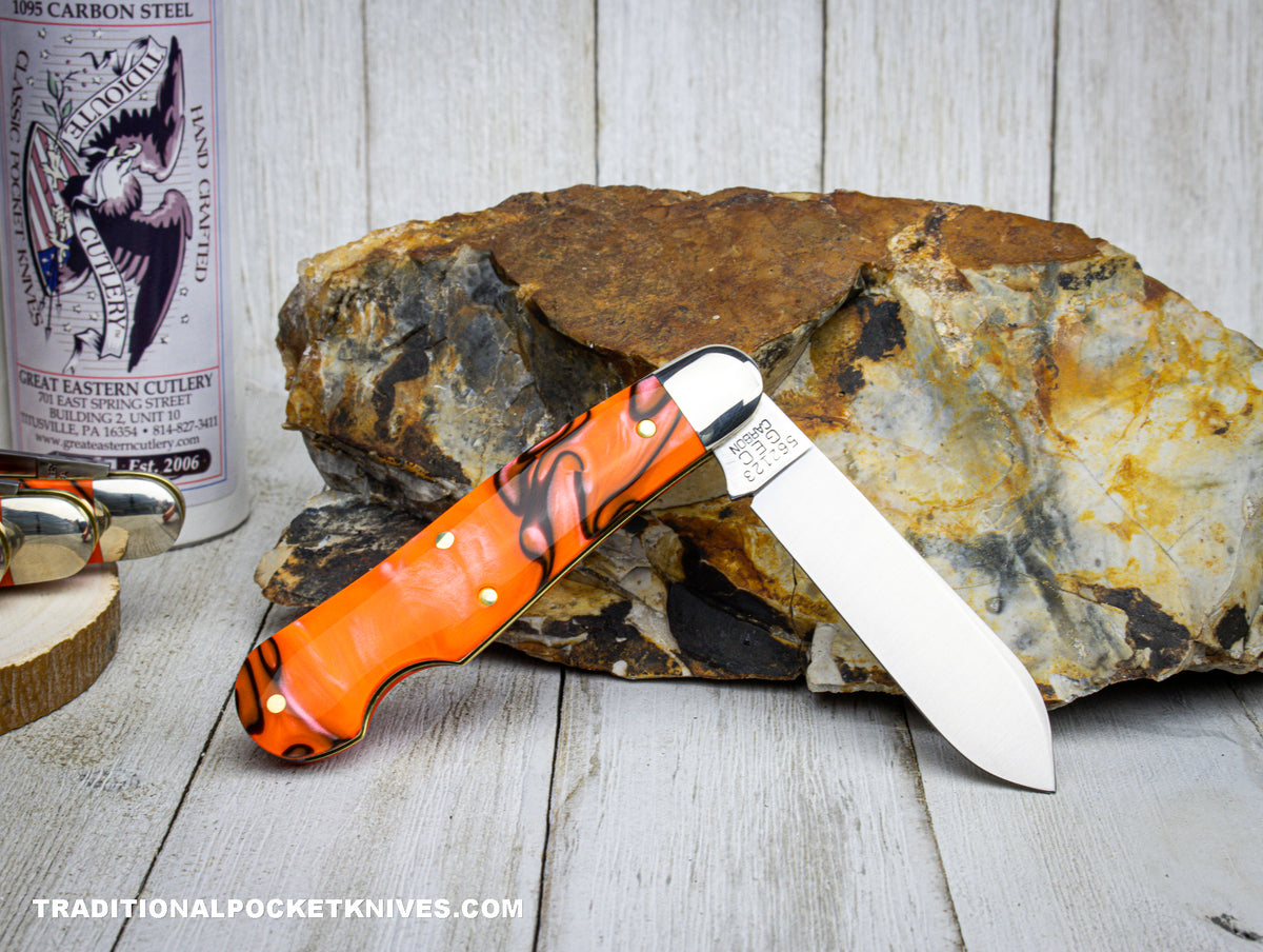 Great Eastern Cutlery #562123EO Tidioute Cutlery Dog Leg Jack Orange Scramble