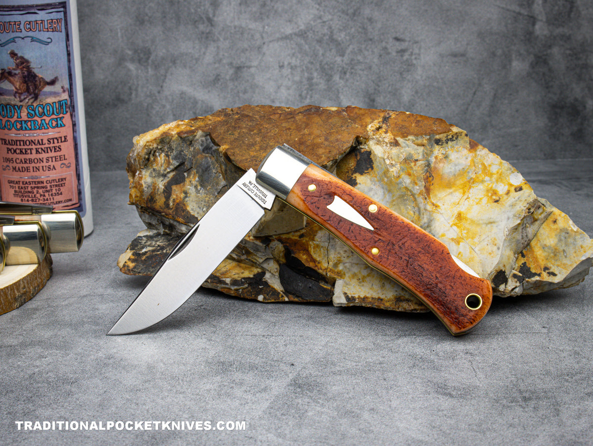 Great Eastern Cutlery #721123LB Tidioute Cutlery Cody Scout Lockback Burnt Sienna Natural Bone