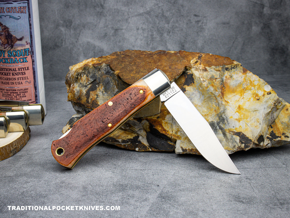 Great Eastern Cutlery #721123LB Tidioute Cutlery Cody Scout Lockback Burnt Sienna Natural Bone