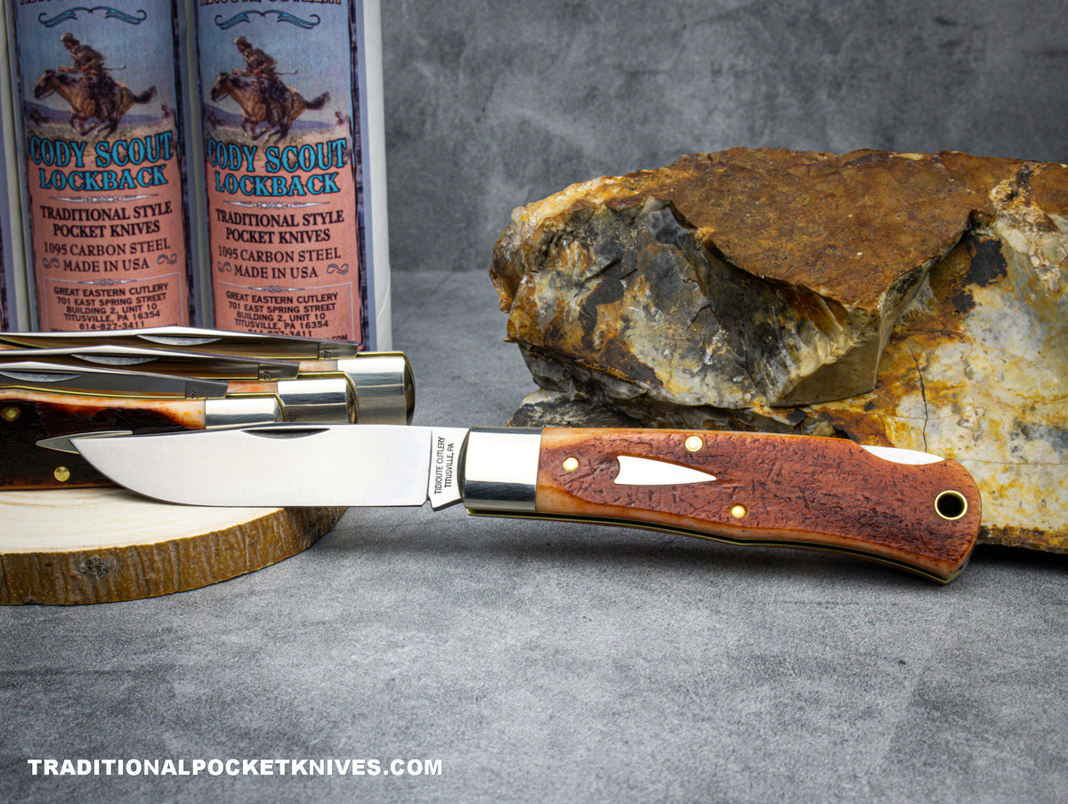 Great Eastern Cutlery #721123LB Tidioute Cutlery Cody Scout Lockback Burnt Sienna Natural Bone