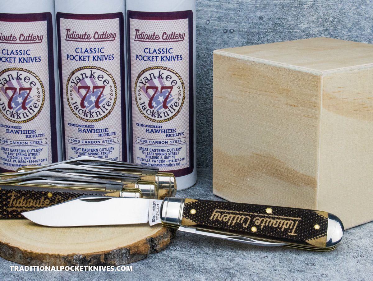 Great Eastern Cutlery #771225 Tidioute Cutlery Yankee Jack Knife Checkered Rawhide Richlite