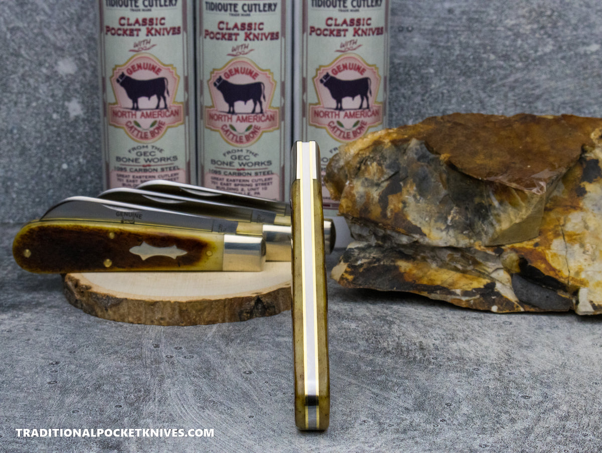 Great Eastern Cutlery #933124 Tidioute Cutlery Ram Foot Antique Yellow Natural Bone