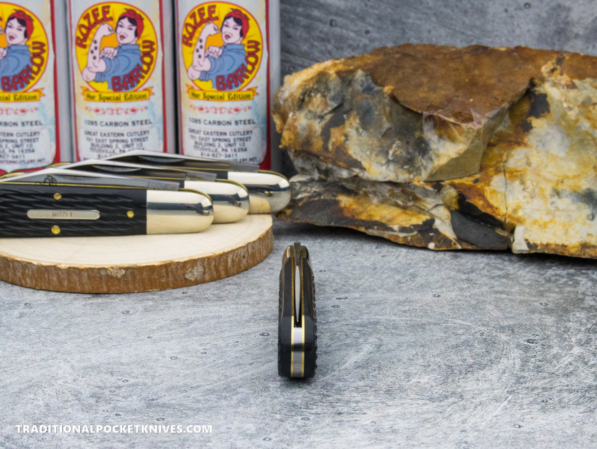 Great Eastern Cutlery #781124 Tidioute Cutlery Rozee Barlow Jigged Black Delrin