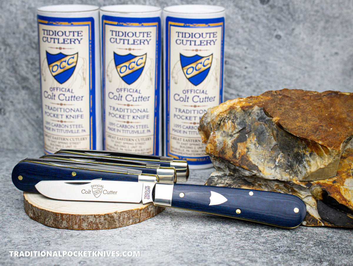 Great Eastern Cutlery #394124 Tidioute Cutlery Colt Cutter Blue Linen Micarta