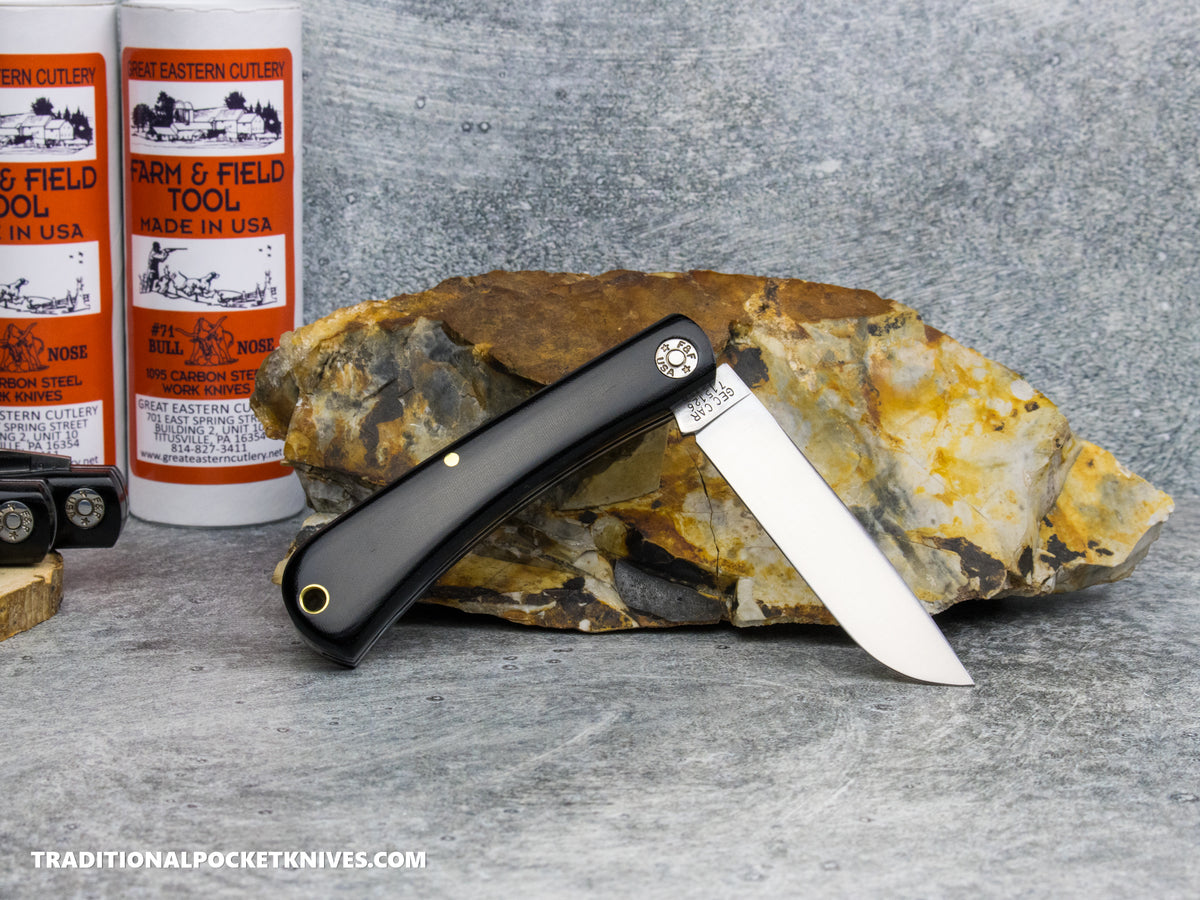 Great Eastern Cutlery #715126 Farm and Field Tool Bull Nose Work Knife Black Linen Micarta