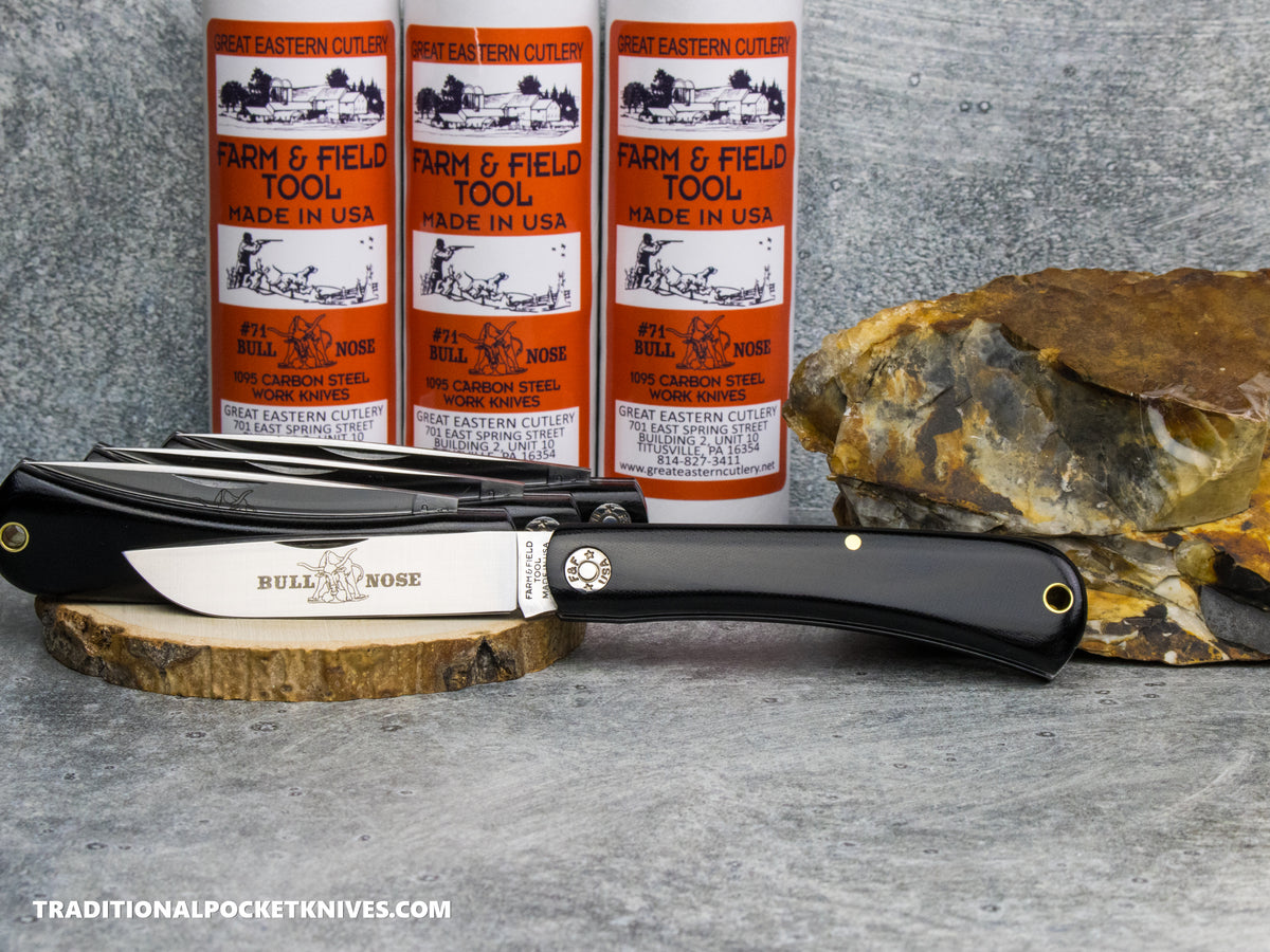 Great Eastern Cutlery #715126 Farm and Field Tool Bull Nose Work Knife Black Linen Micarta