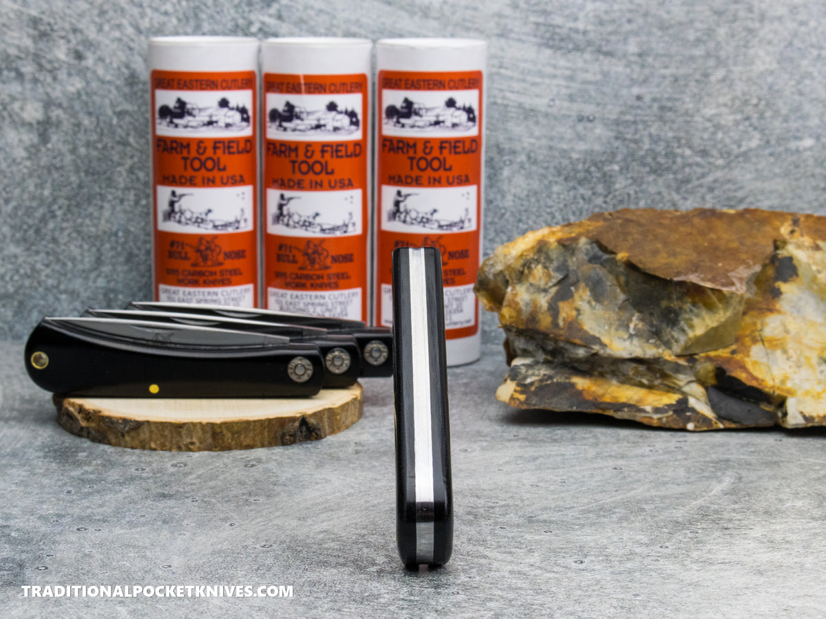 Great Eastern Cutlery #715126 Farm and Field Tool Bull Nose Work Knife Black Linen Micarta