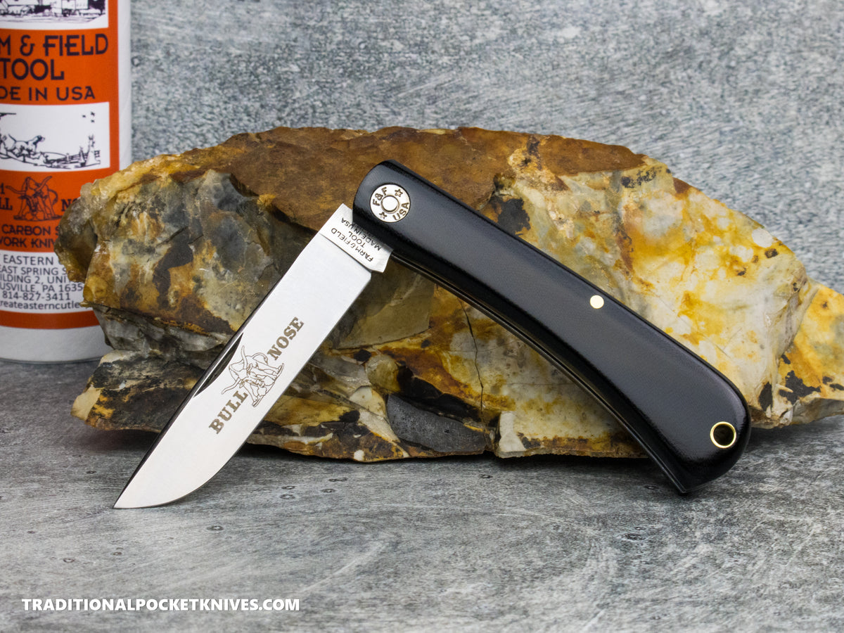 Great Eastern Cutlery #715126 Farm and Field Tool Bull Nose Work Knife Black Linen Micarta