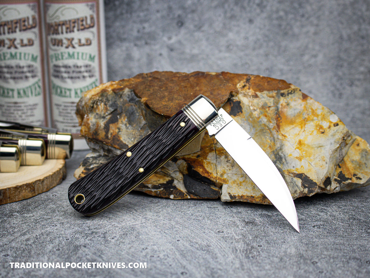 Great Eastern Cutlery #470124 Northfield UNXLD Viper Black Plum Jigged Bone