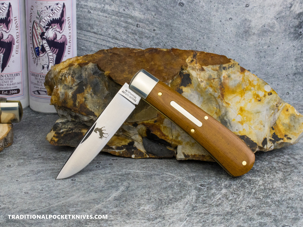 Great Eastern Cutlery #745125 Tidioute Cutlery Mustang Tan Linen Micarta