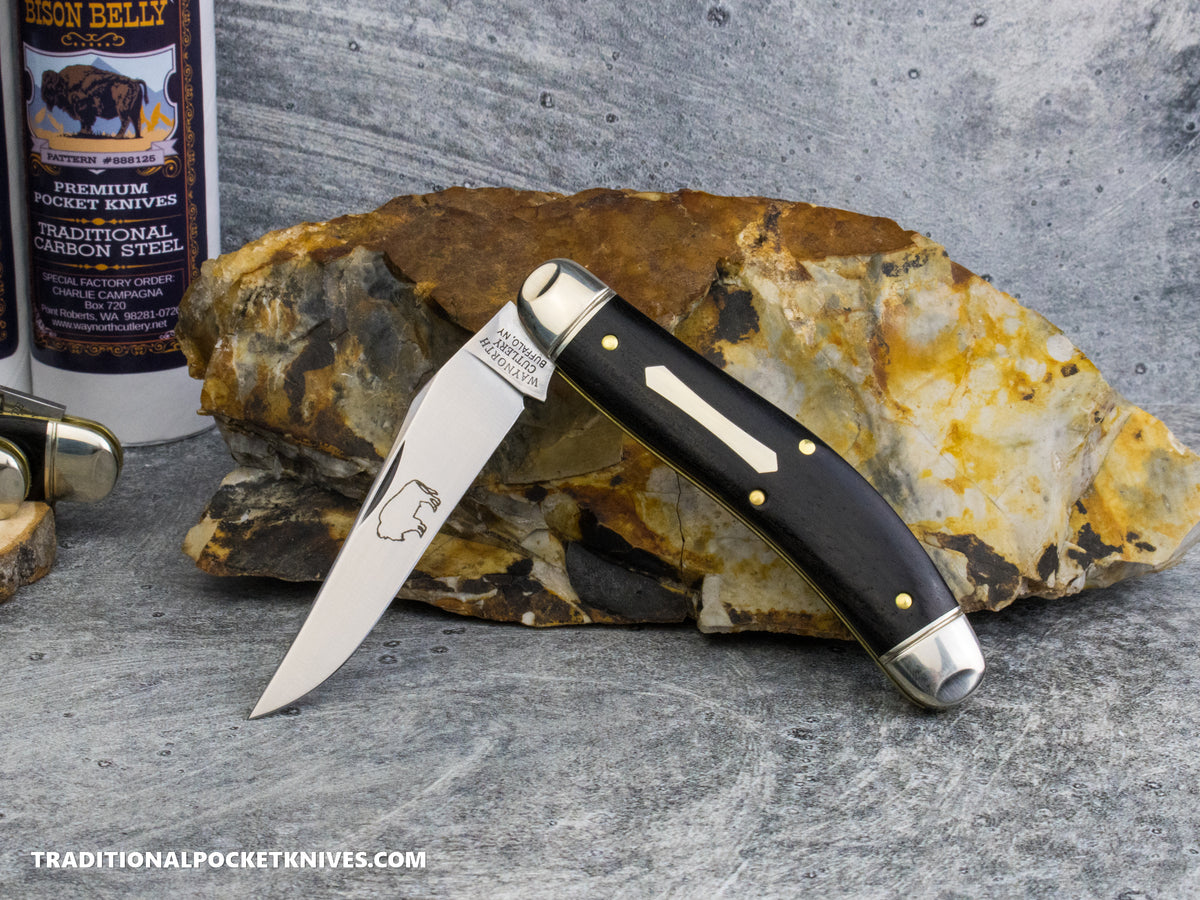 Great Eastern Cutlery #888125 Charlie Campagna Buffalo Brand Special Factory Order Bison Belly Gabon Ebony