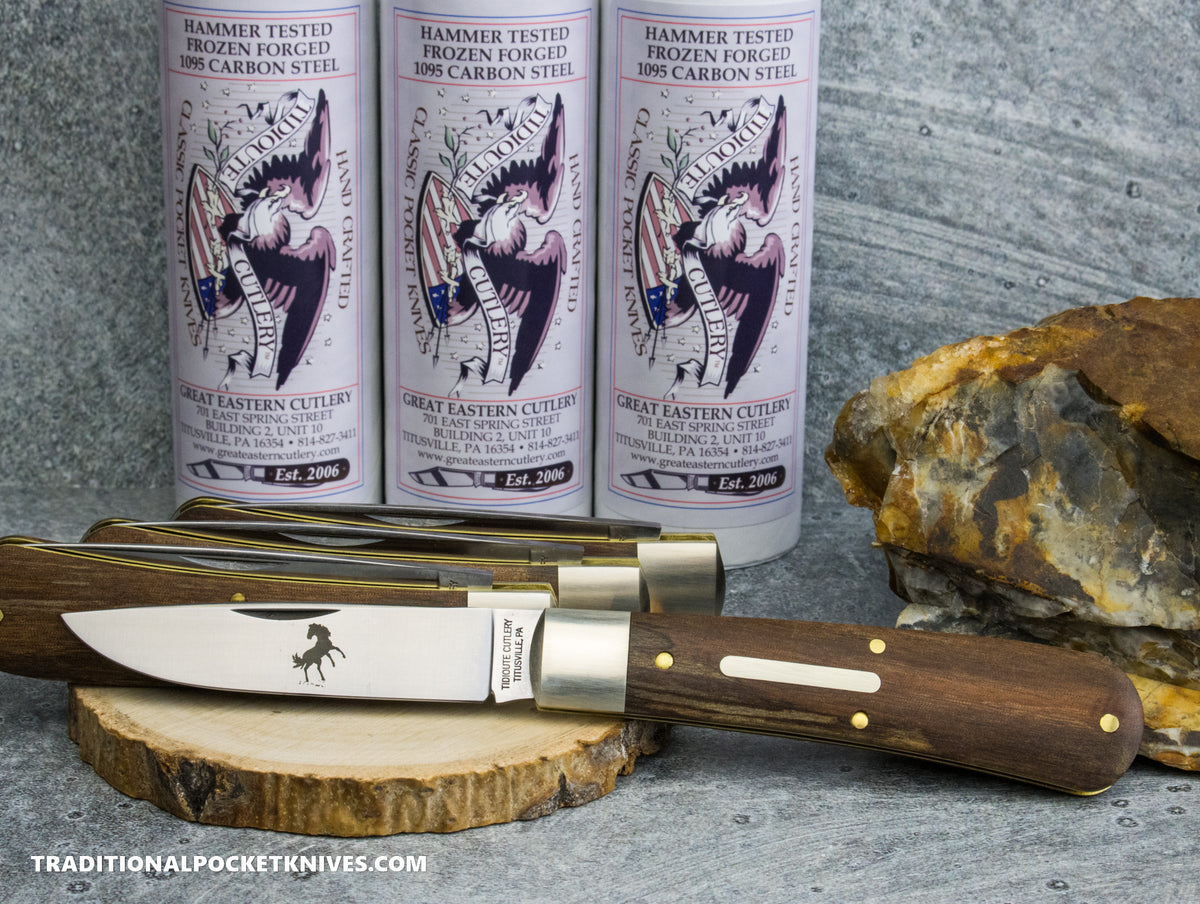 Great Eastern Cutlery #745125 Tidioute Cutlery Mustang Brush Finished Spalted Ebony