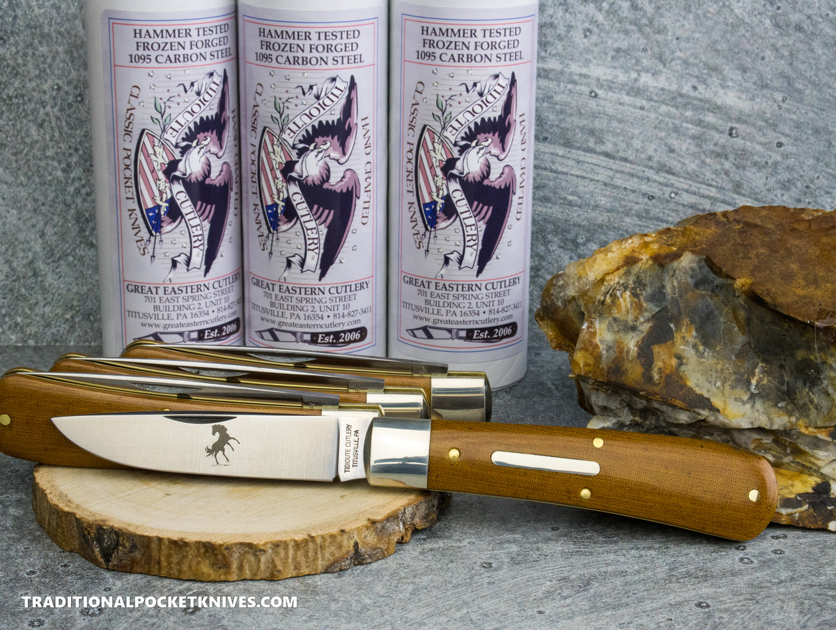 Great Eastern Cutlery #745125 Tidioute Cutlery Mustang Tan Linen Micarta