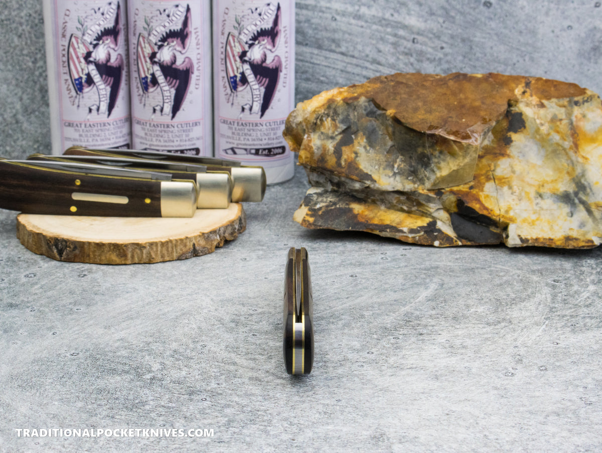 Great Eastern Cutlery #745125 Tidioute Cutlery Mustang Brush Finished Macassar Ebony