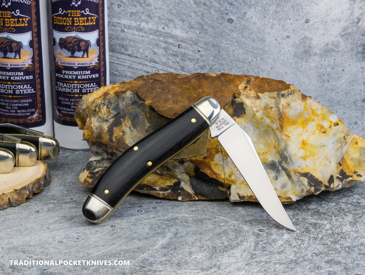 Great Eastern Cutlery #888125 Charlie Campagna Buffalo Brand Special Factory Order Bison Belly Gabon Ebony