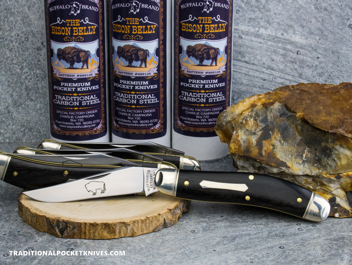 Great Eastern Cutlery #888125 Charlie Campagna Buffalo Brand Special Factory Order Bison Belly Gabon Ebony
